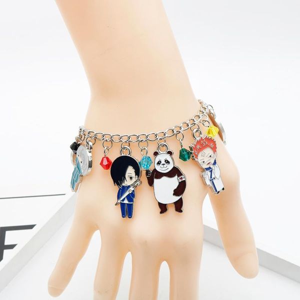 

charm bracelets anime jujutsu kaisen bracelet itadori yuji fushiguro megumi gojo satoru panda cartoon characters birthday gift kid, Golden;silver