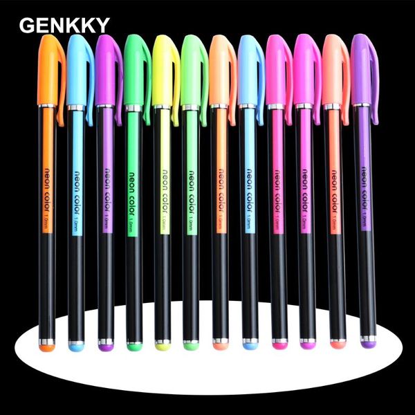 

highlighters markers & pen 12 colors gel pens set glitter for coloring books journals drawing doodling art, Black;red