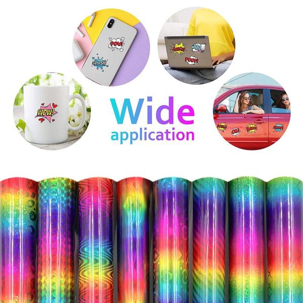 

window stickers holographic rainbow self adhesive roll for decal clothes shirt high elastic decor film easy to cut decorative