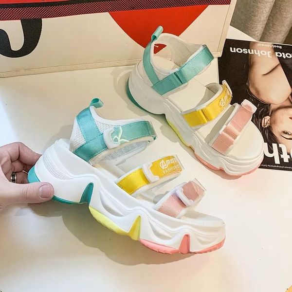 

2021 summer women casual sandals platform popular color matching women shoes outdoor comfortable walking open toe sandals, Black