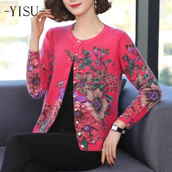 

women's sweaters yisu fashion cardigan women spring autumn printed cardigan o-neck long sleeve loose knitted coat women qg39, White;black