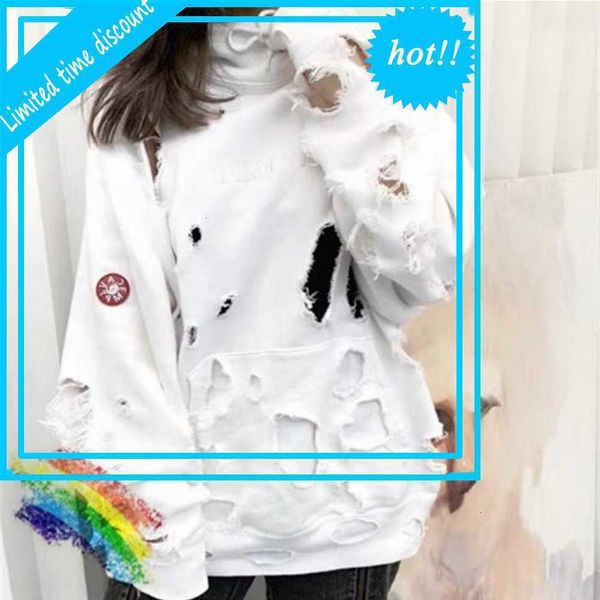 

hole hoodie hooded men women 1 quality 2021fw pullover streetwear, Black