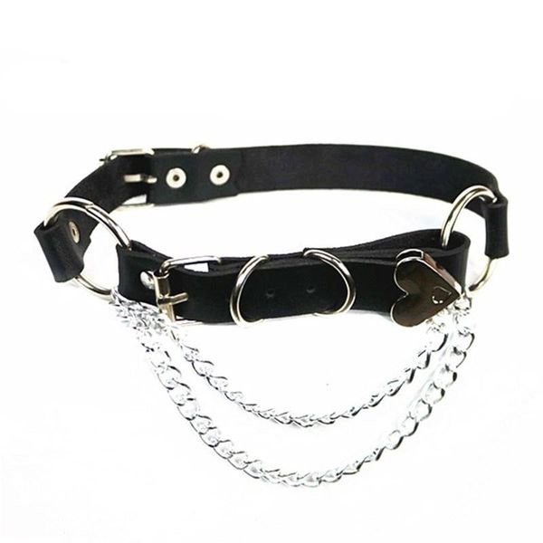 

chokers 1pc leather necklace punk woman lovers man cool clavicle link chain rock heart irregular birthday gift fashion jewelry, Golden;silver