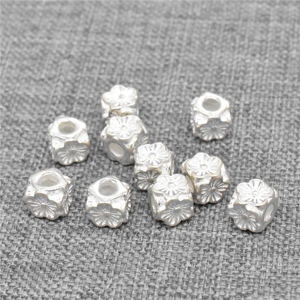 

other 10pcs of 925 sterling silver tiny daisy cube beads for bracelet necklace