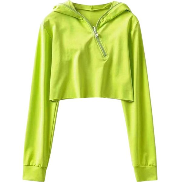 

women's hoodies & sweatshirts sweatshirt green women hooded loose sleeve with zipper female long femme 2021 ii50ms, Black