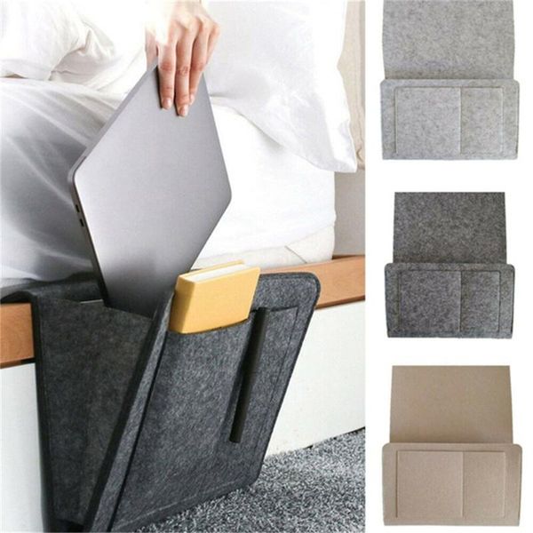 

storage bags christmas bed organizer felt bag with 2 small pockets organizing holder tablet magazine cell phone bedside pocket