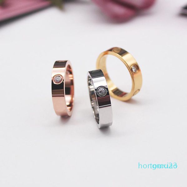 

4mm 5mm 6mm titanium steel silver love ring men and women rose gold rings lovers couple ring for wedding gift fashion classic jewelry with