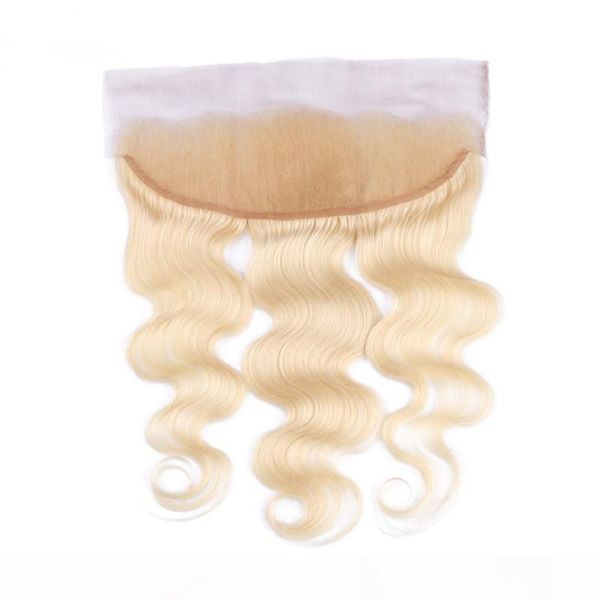 

russian blonde human hair body wave wavy ear to ear 13x4 lace frontal closure with baby hairs #613 blonde full lace frontals 10-20, Black;brown