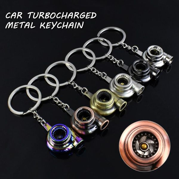 

keychains mini turbo turbocharger keychain spinning turbine key ring zinc alloy metal keyring car styling interior accessories, Silver