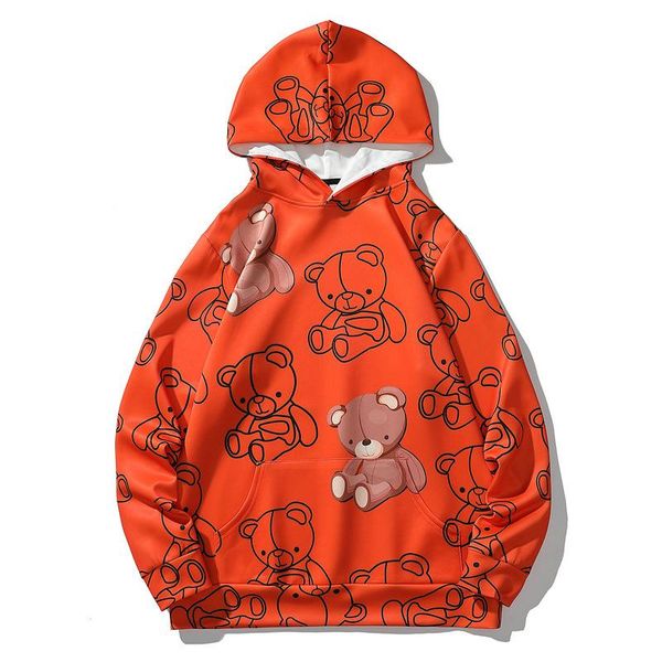

men's hoodies & sweatshirts hoodie men 2021 casual bear printed graffiti long sleeve pullover harajuku hip hop sweatshirt japanese stre, Black