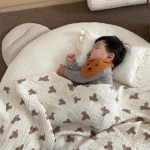 

milancel autumn baby blankets bear print cotton blanket casual sleeping blanket 211025