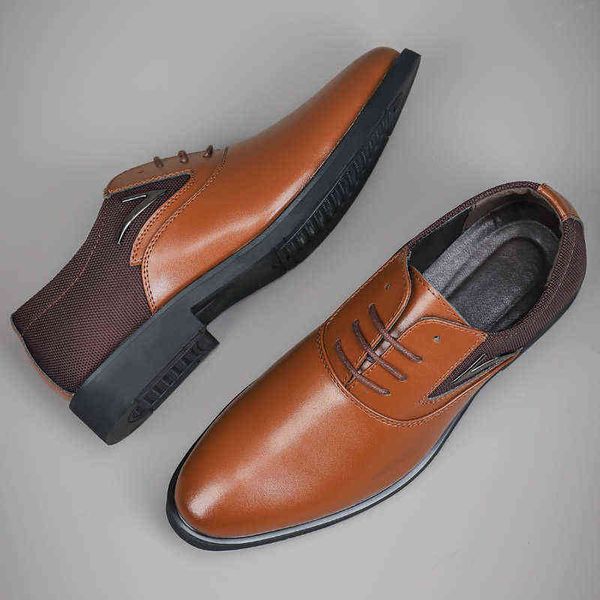 

dress shoes men social shoe male pu leather designer casual formal wedding office loafers flat for 220223, Black