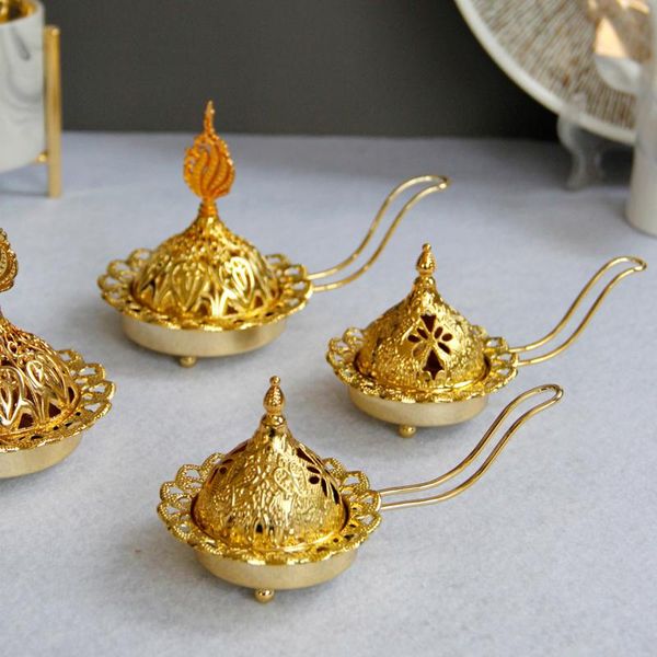 

fragrance lamps golden metal portable arabic incense burner