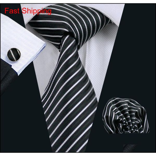 

formal work business police security personnel black white stripe tie set hanky cufflinks jacquard woven s qylulb mj_fashion, Black;blue
