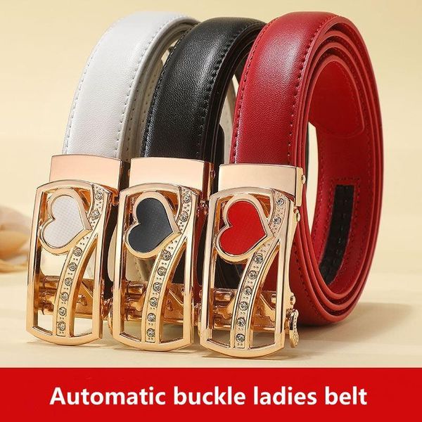 

belts 2021 fashion women for dress jeans automatic buckle strap luxury waistband brand designer genuine leatn belt, Black;brown