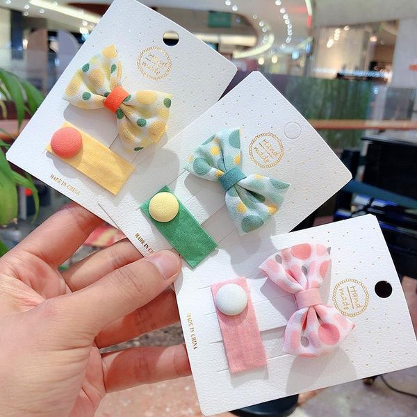 

hair accessories 2pcs/set sweet dot print bows baby girls hairpins macaron balls children kids clips barrettes princess gift, Slivery;white