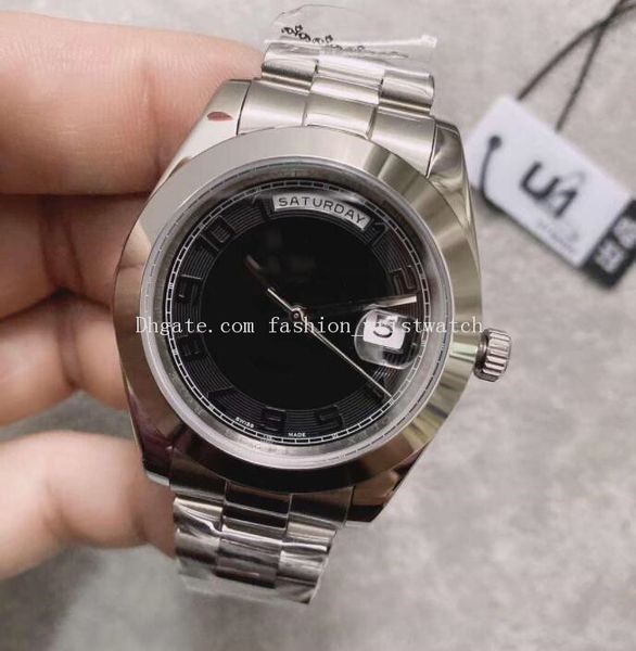 

original box wristwatches 41mm 218206 arabic dial silver stainless steel bracelet asia 2813 mechanical watches automatic casual watches, Slivery;brown