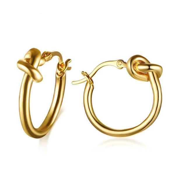 

hoop & huggie stainless steel knot women fashion delicate earrings jewelry ladies gift for him, Golden;silver