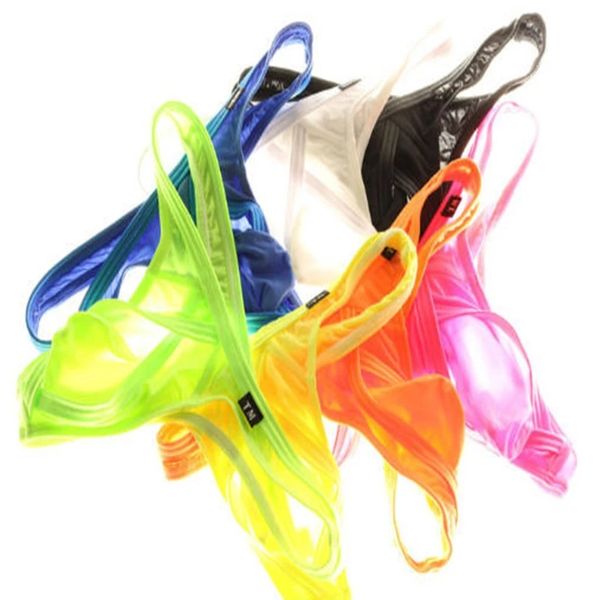 

2021 men thongs fashion g strings low waist underwear smooth ice silk thong bikini gay men's jockstrap, Black;brown