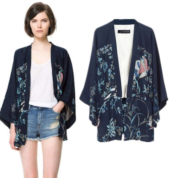 

phoenix printed bat sleeve cardigan women, Black;brown