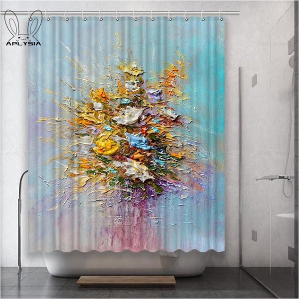 

retro sunflower flower bed oil painting white pink botany flower fabric shower curtains for bathroom