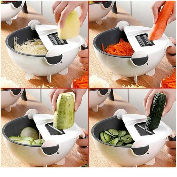 

vegetable cutter multifunction rotate mandoline slicer vegetable slicer potato peeler carrot onion grater with drai jllzlp
