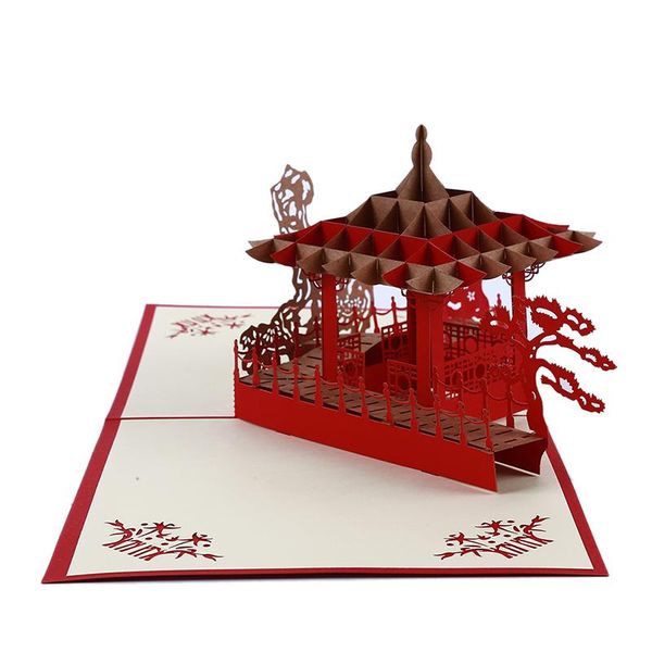 

greeting cards 3d up suzhou gardens chinese style birthday laser cut invitations architecture card gifts postcard
