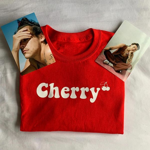 

new harry styles 'cherry' inspired t-shirt cute harry styles fine line treat people with kindness shirt grunge music lover tees, White