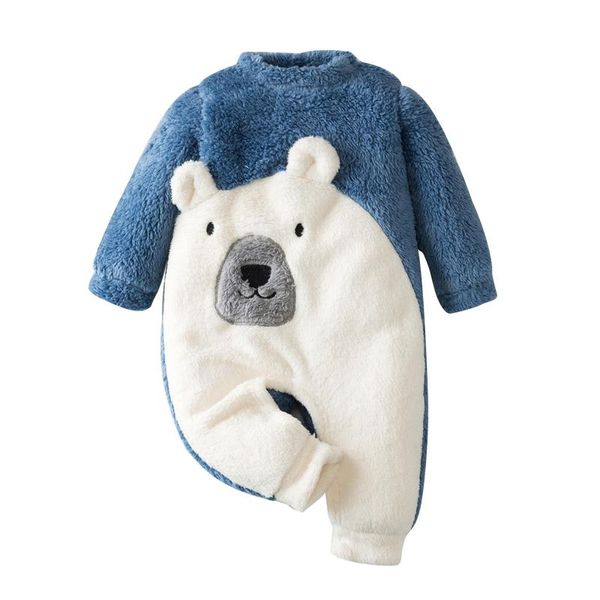 

born infant baby boys girls clothes cartoon animal romper winter cute warm fleece jumpsuit outwear 3 6 9 12 months jumpsuits, Blue