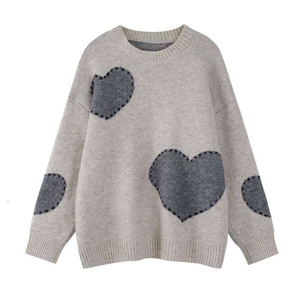 

women's sweaters heart jacquard sweater for women loose casual warm thicken o-neck chic knitted pullovers female elegant soft retro jum, White;black