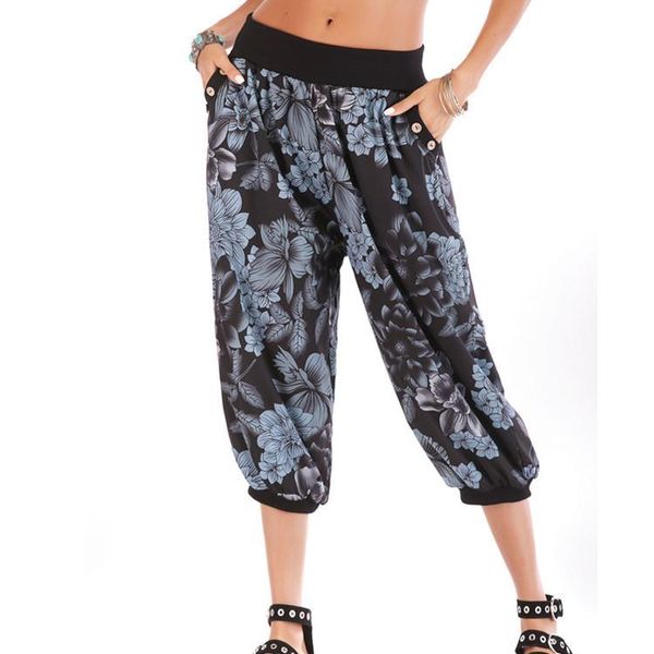 

women's pants & capris women soft loose thai harem indie folk boho festival hippy casual trousers elastic waist national style, Black;white