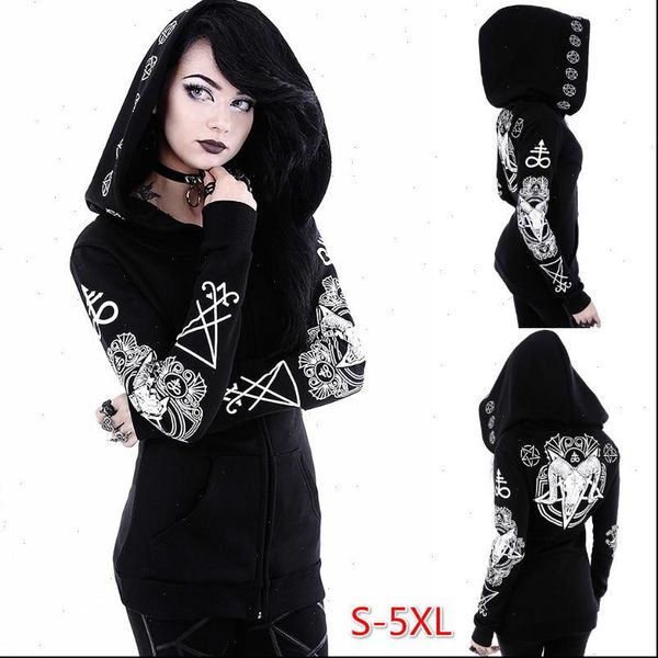 

gothic cavel printed 2021 new design hoodies sweatshirts women casual kawaii harajuku sweat girls european korean, Black