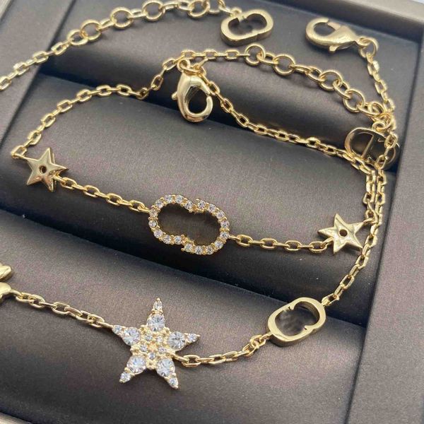 

charm bracelet with diamond for women wedding jewelry gift with box with box ps4271, Golden;silver