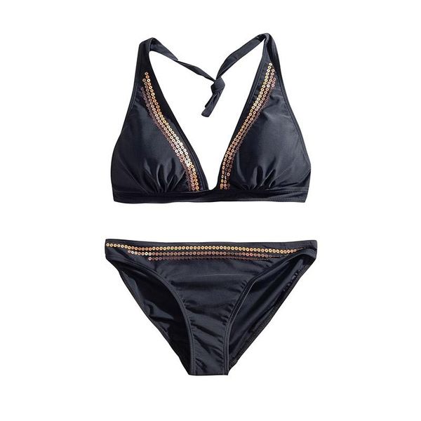 

one-piece suits good quality summer 2021 sequins bikini set for women fashion black swimwear bodycon skinny womens bikinis