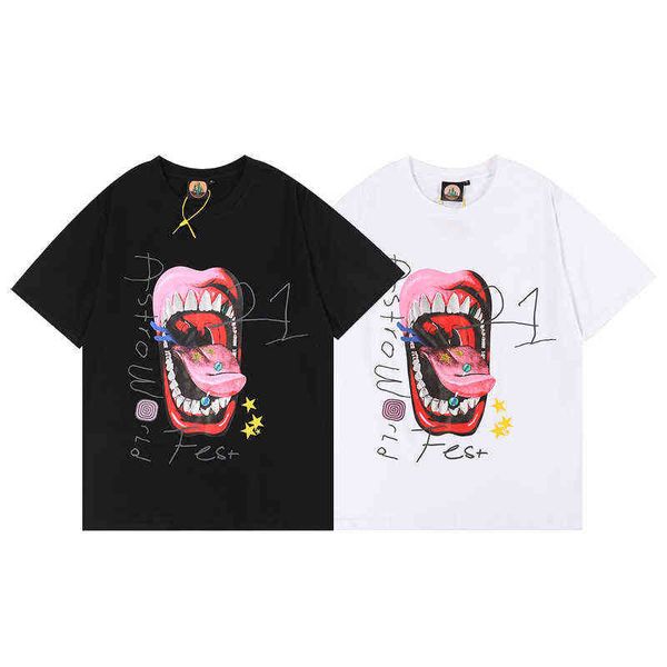 

astrofest ts cactus mouth tee tour short sleeve t-shirt, White;black