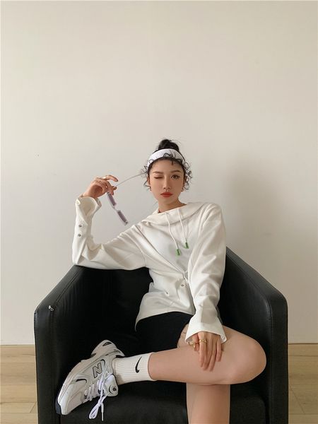 

2021 new white hoodie women pullover oversized sweatshirt casual kpop harajuku fashion autumn clothes 6v2a, Black