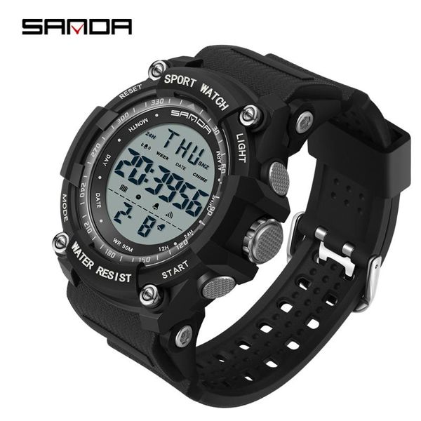 

wristwatches sanda fashion men digital watch led display waterproof male chronograph calendar sport watches relogio masculino, Slivery;brown