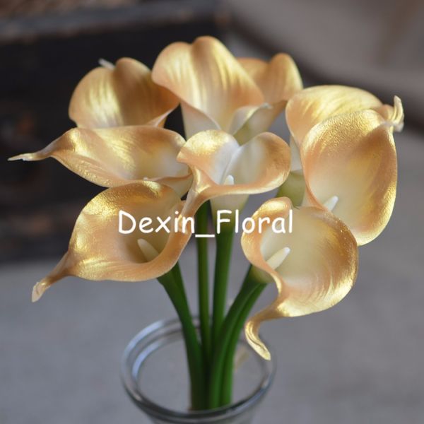

light gold calla lilies real touch flowers for wedding bouquets centerpieces artificial flowers