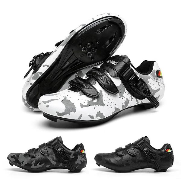 

cycling sports speed road bike sneakers route mtb cleat cycling shoes men racing women bicycle flat mountain boots, Black