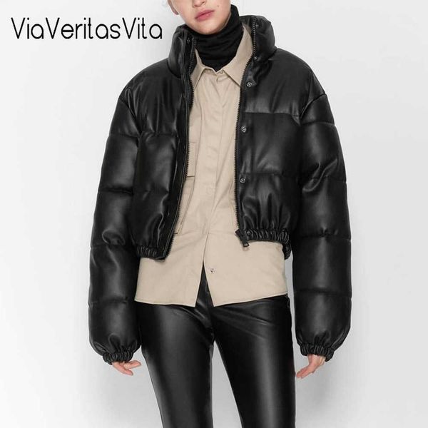 

women padded pu coat punk streetwear parka jacket warm croped long sleeve girls outwear zoravicky motorcycle black short jacket 210909