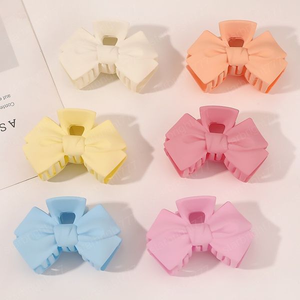 

fashion large resin frosted bow candy colors geometry hairpin barrette for women girl accessories headwear, Slivery;white