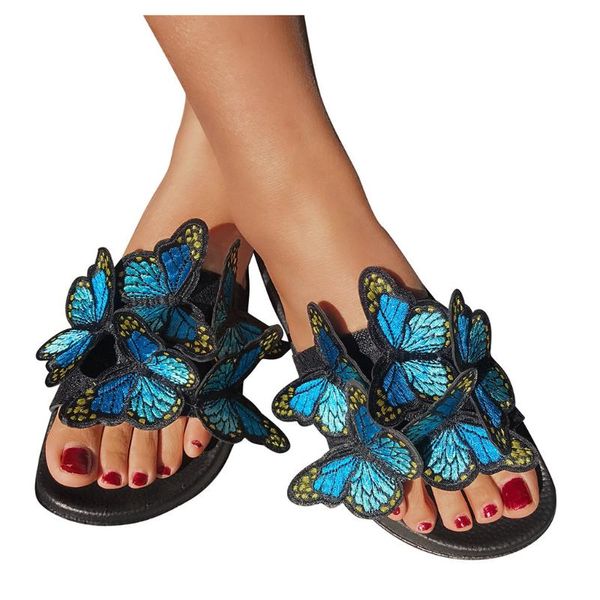 

slippers sagace casual slipper women girl cute butterfly summer beach shoes bohemia flip flops mujer, Black