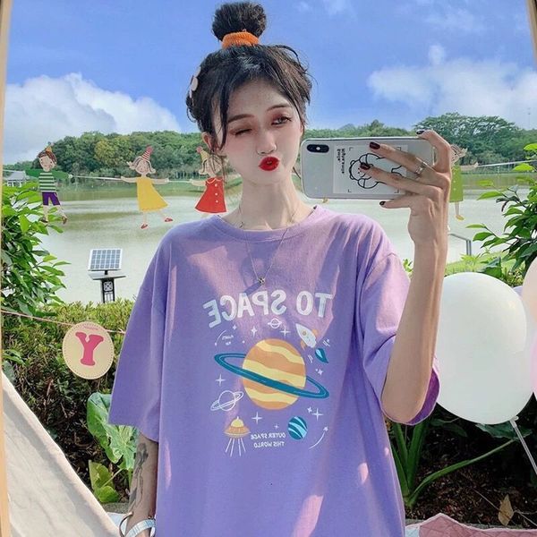 

2021 new harajuku kawaii imprint the cartoon short sleeve of women will see kpop oversize school t-shirt young style clothes b7ix, White