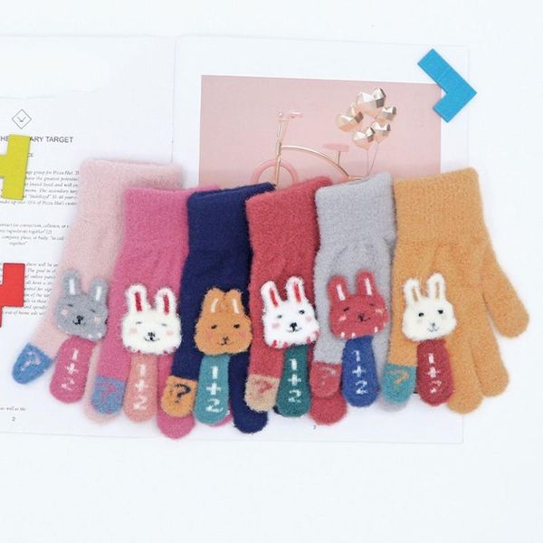 

children's mittens children gloves winter baby boys girls warm infant full finger knitting toddler outdoor, White