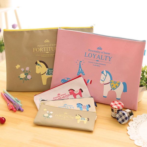 

business card files 1pcs horse pony zebra loyalty powerful kind-hearted cartoon canvas invoice folder pencil a4 document file bag e0057