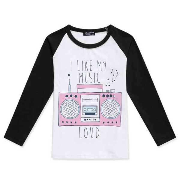 

2019 fashion boys kids child girls t shirts raglan long sleeve recorder music printed baby boy clothes children clothing g1209, Blue