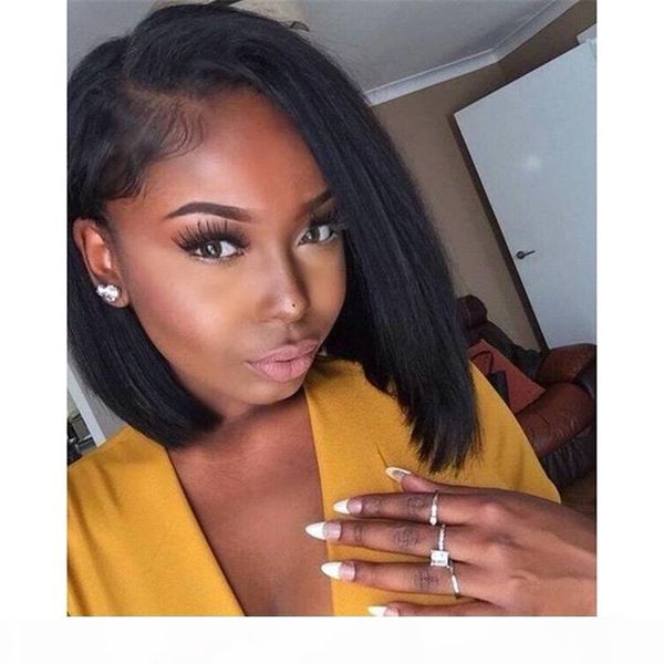 

straight bob wigs glueless full lace human hair wigs short human hair lace front wigs black women brazilian bob human hair wig, Black;brown