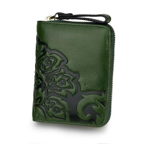 

wallets genuine leather luxury short card holder fashion purple color floral embossed id holders mini coin bags, Red;black