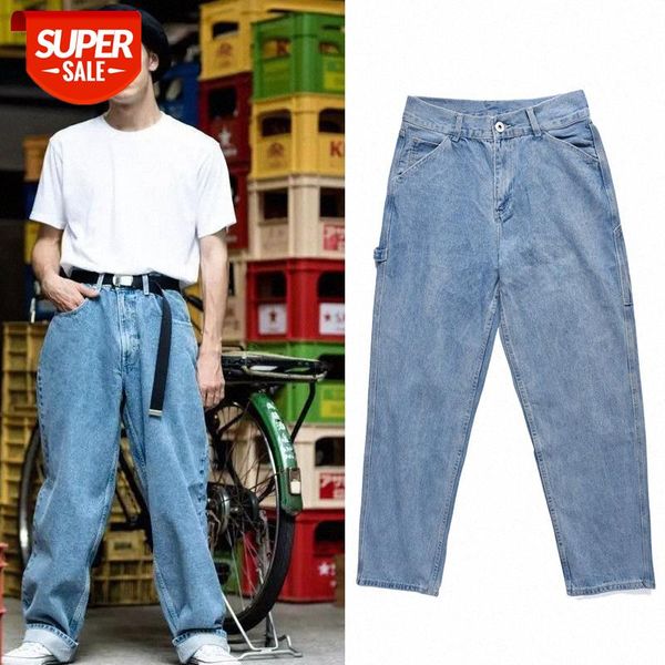 

men's retro 90s daddy fat loose hip hop casual washed blue jeans #na5o