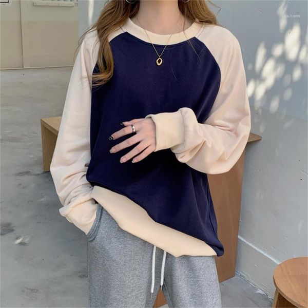 

women's hoodies & sweatshirts alien kitty office lady patchwork preppy style women loose fashion 2021 casual all match streetwear gentl, Black